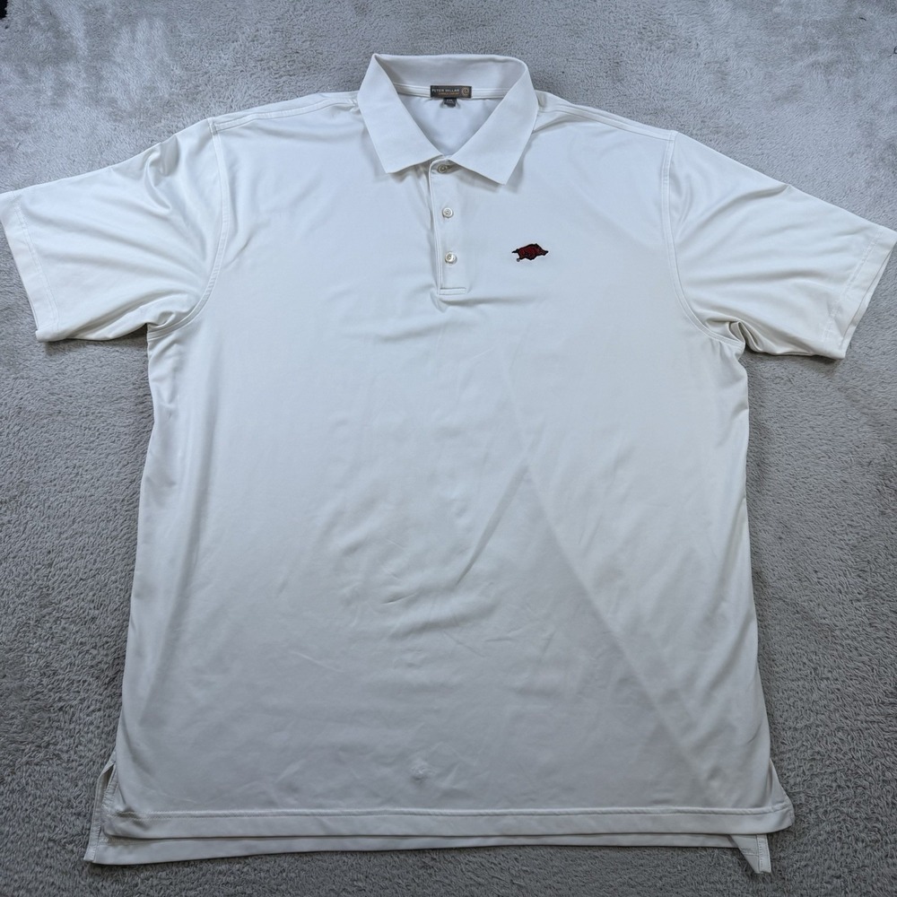 Arkansas Razorbacks Peter Millar Polo Men 2XL White Summer Comfort Stretch Shirt